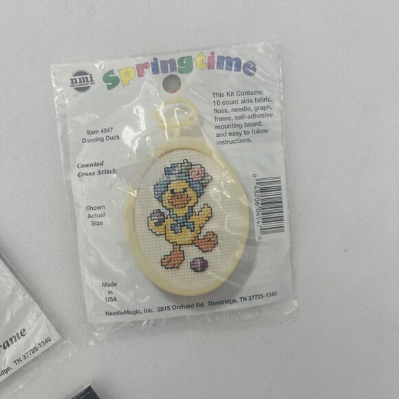 4 Counted Cross Stitch Kit Springtime NMI Kitty, Hearts, Duck & Light House - Picture 7 of 8